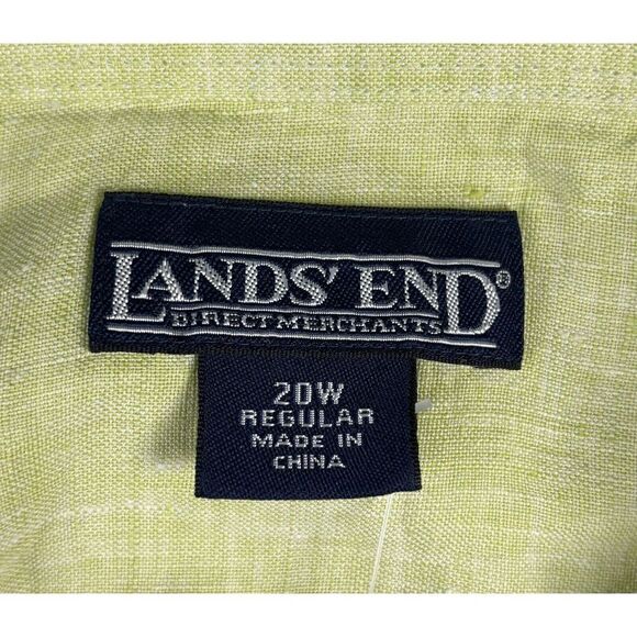 New Lands' End Top Size 20W Button Down Green Linen Long Sleeve Preppy Classic - Picture 5 of 11